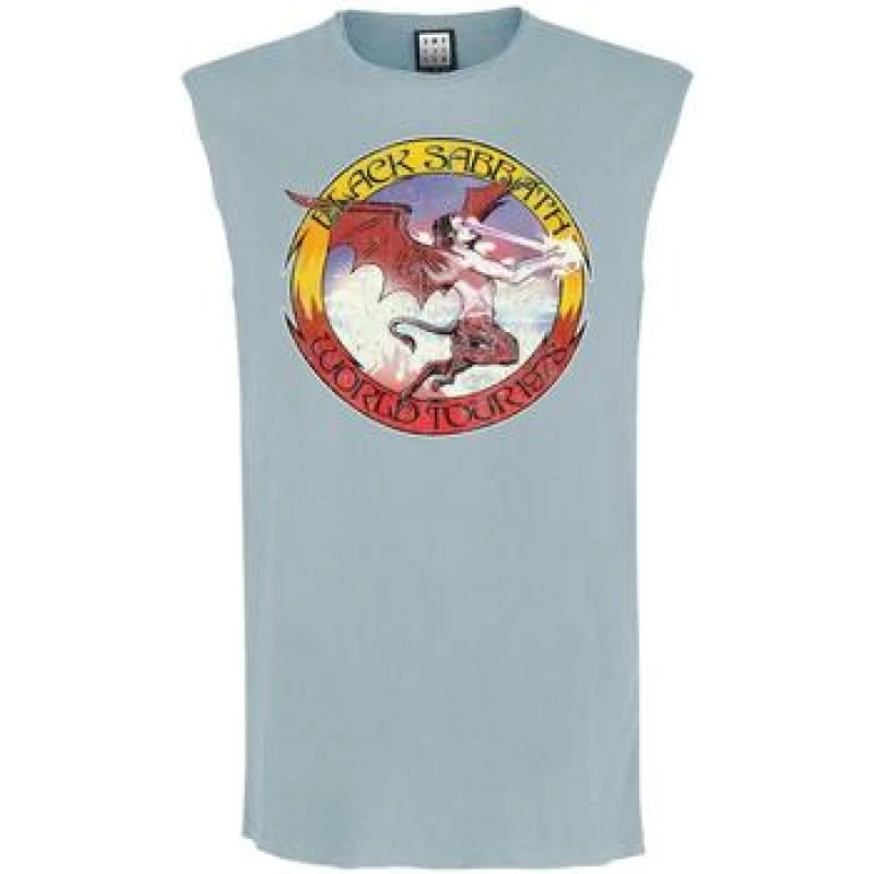 Image of Amplified Amplified Men World Tour Black Sabbath Tank Top in Pale Blue Size: Medium Pale Blue M Male 5063527634788