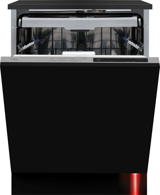Image of CDA CDI6210 Fully Integrated Full Size Dishwasher - Stainless Steel Control Panel with Fixed Door Hinge Kit - E Rated, Stainless Steel