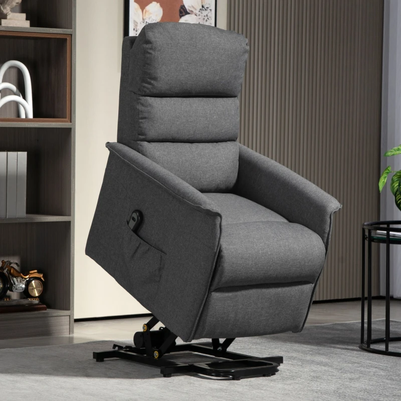 Image of HOMCOM Power Lift Recliner Electric Reclining Chair with Remote Dark Grey 713-042V70CG