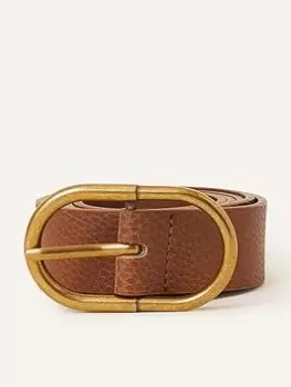 Image of Accessorize Antique Effect Gold Buckle Belt, Brown, Size S, Women