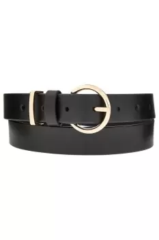 Image of Round Buckle Leather Jeans Belt