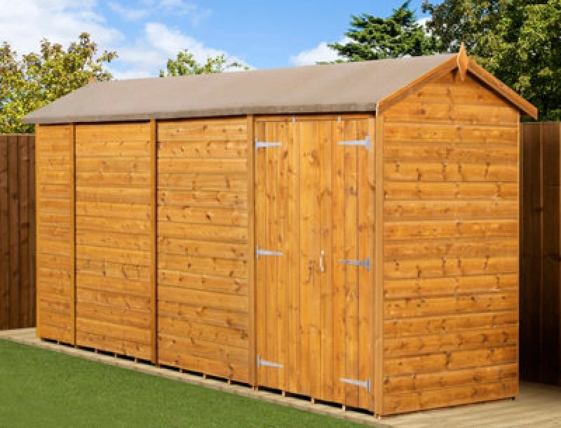 Image of Empire Sheds Empire Modular Apex 4X14 Dipped Treated Tongue And Groove Wooden Garden Shed Double Door (4' X 14' / 4ft X 14ft) (4X14)