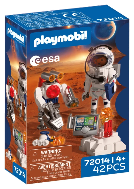 Image of PLAYMOBIL Ruimte ESA Astronaut met Robot Met Mars Crawler Analysestation & 3 Steenmonsters Ruimteverkenning Hoogwaardige Speelgoedset Leuk vo