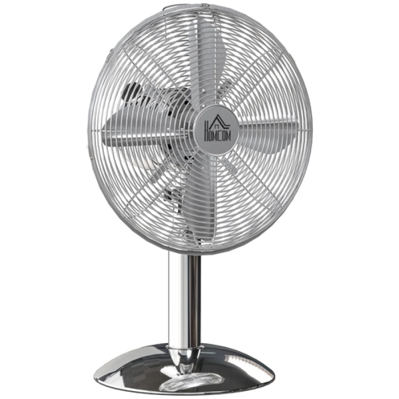 Image of HOMCOM HOMCOM 12" Metal Desk Fan with 3 Speed Settings, Wide-Angled Oscillation