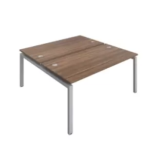 Image of Telescopic 8 Person Dark Walnut Bench with Cable Port - 1400 X 800 - Silver Frame