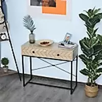 Image of Homcom Side Table with 2 Drawers and Table Top