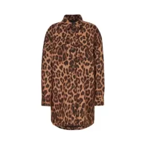 Image of AllSaints AllSaints Sophie Leopard Jacket Womens - Brown