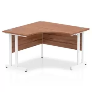 Image of Impulse 1200mm Corner Desk Walnut Top White Cantilever Leg