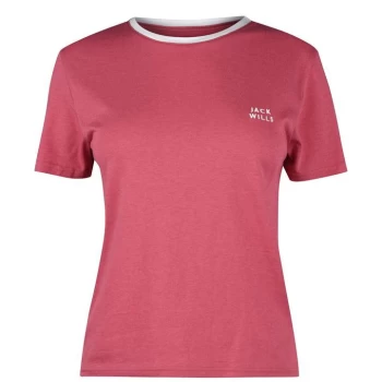Image of Jack Wills Trinkey Ringer T-Shirt - Berry