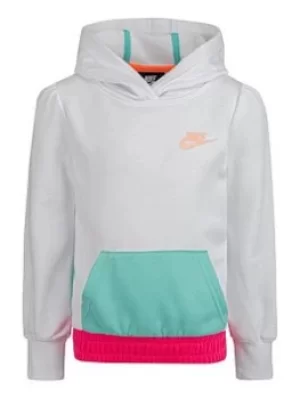 Image of Nike Younger Girl Colorblock Hoodie, White, Size 5-6 Years, Women