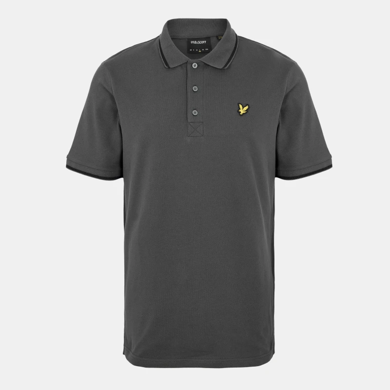 Image of Lyle and Scott Mens Tipped Short Sleeve Polo Shirt Gunmetal X143 male S