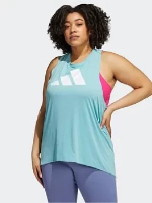 Image of adidas 3-stripes Logo Tank Top (plus Size), Green/Purple, Size 1X, Women