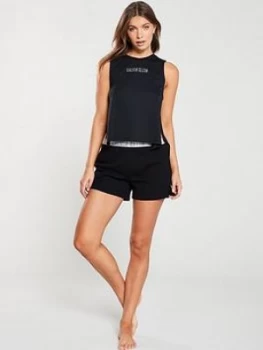 Image of Calvin Klein Logo Waistband Beach Shorts - Black