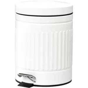 Image of 5L Compact Bin Steel Body Inner Bucket Quiet-Close Lid w/ Pedal White - Homcom