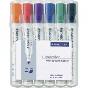 Image of Staedtler 351 B WP6 Lumocolor 351 B Whiteboard marker Blue, Green, Orange, Red, Black, Violet 6 pcs/pack