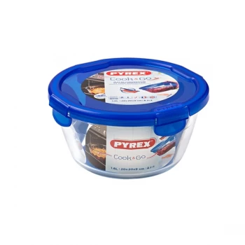 Image of Pyrex Cook & Go Glass Round Dish with Lid 1.6L