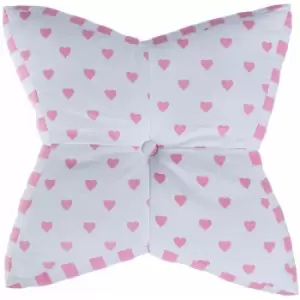 Image of Pink Hearts Star Floor Cushion - Pink - Homescapes