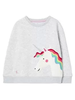 Image of Joules Girls Mackenzie Unicorn Sweat - Grey, Size Age: 2 Years, Women