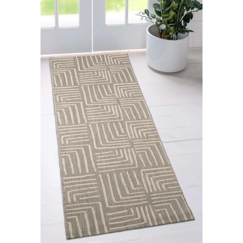 Image of Homemaker Homemaker Polypropylene Grey Rectangle Runner - 67 x 200cm