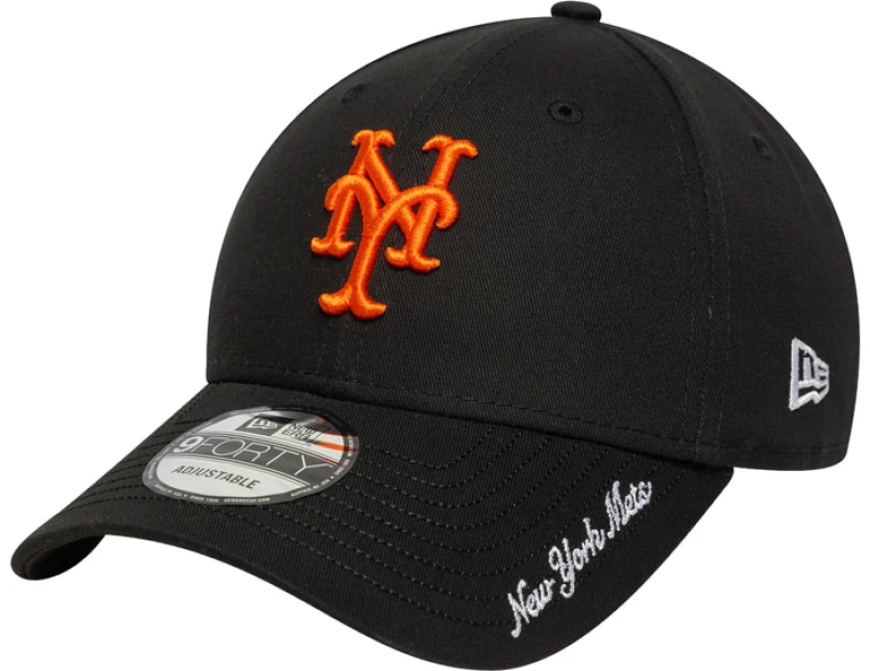 Image of New Era Mlb 9forty New York Mets Visor Script Cap Black OSFM