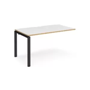 Image of Bench Desk Add On Rectangular Desk 1400mm White/Oak Tops With Black Frames 800mm Depth Adapt