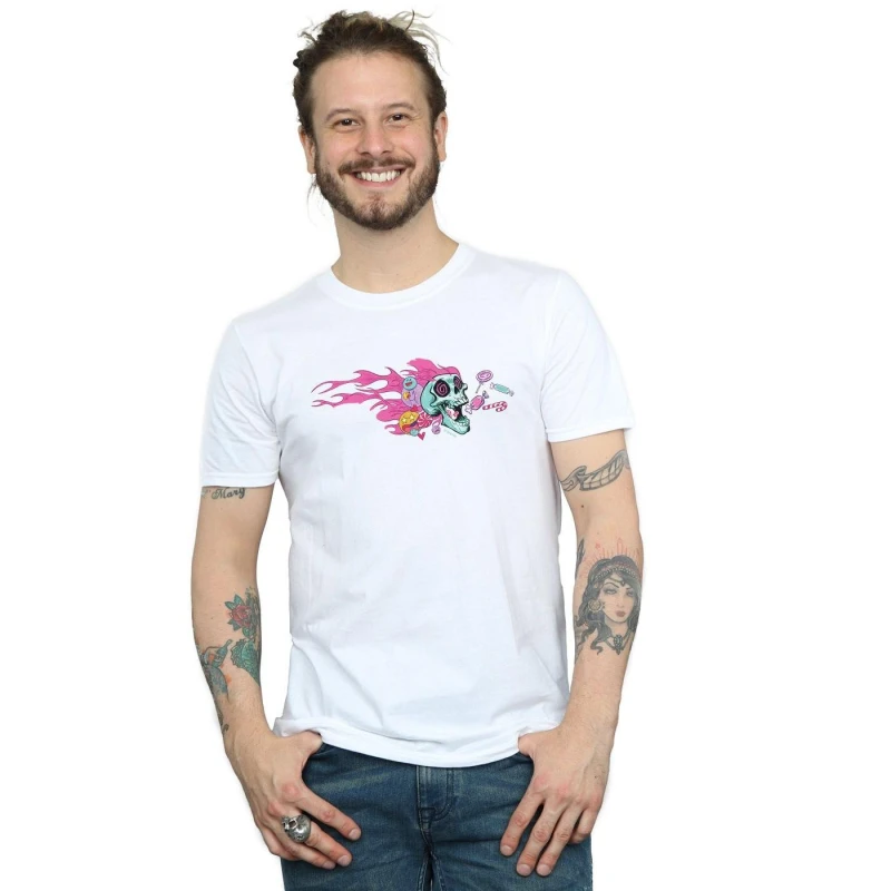 Image of Disney Men Wreck It Ralph Candy Skull T-Shirt in White Size: Small White S Male 5057981370320