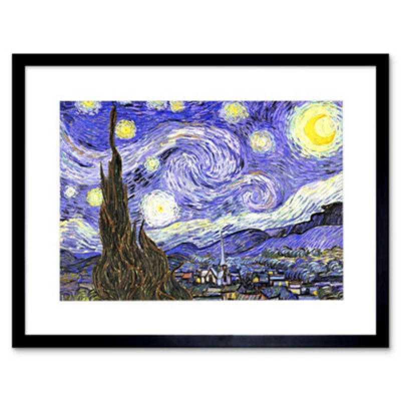 Image of Artery8 Vincent Van Gogh Starry Night Old Master Painting 12X16" Framed Wall Art Print