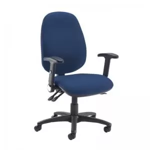 Image of Jota extra high back operator chair with folding arms - Costa Blue