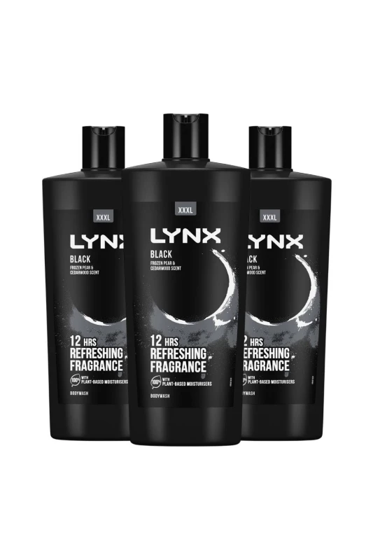 Image of Lynx Black 'Shower Gel' with Frozen HD Fragrance 700ml 3 Pack Black male
