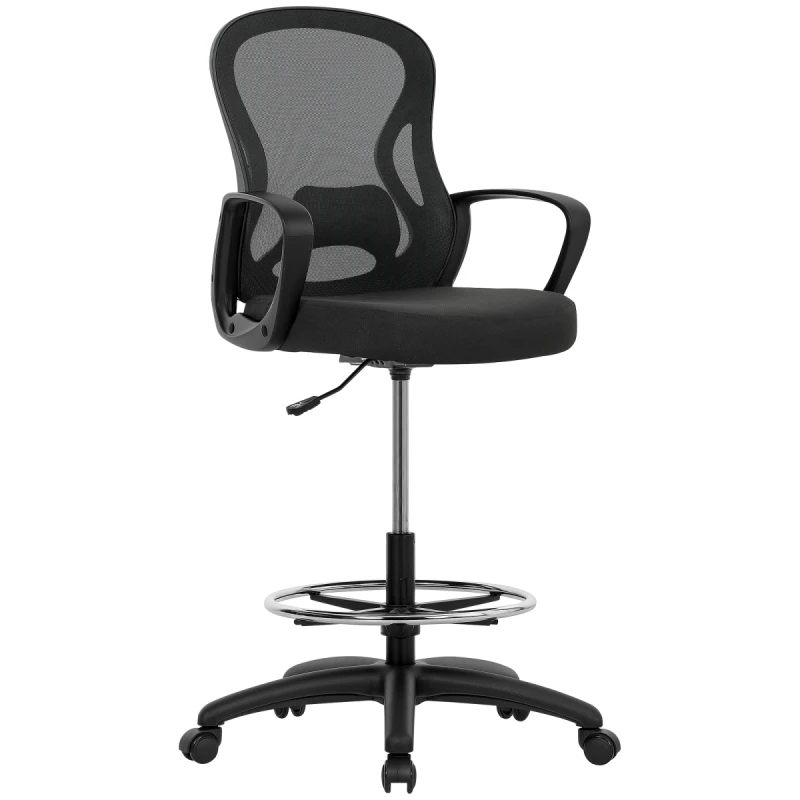 Image of VINSETTO VINSETTO Mesh Office Chair with Lumbar Support, Adjustable Height, Black One Size Unisex 5063603049086