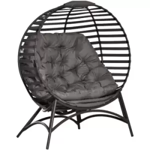 Image of Egg Chair w/ Cushion Steel Frame and Side Pocket for Indoor Outdoor - Sand brown - Outsunny