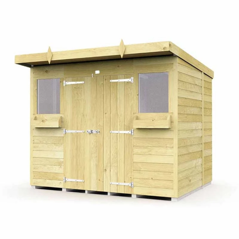 Image of Buttercup Farm 8 x 6 Feet Pent Summer Shed - Wood - L178 x W243 x H201cm in Brown Brown Unisex