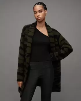 Image of AllSaints Tessa Tiger Stripe Heavyweight Cardigan