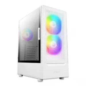 Image of Antec NX410 Gaming Case w/ Glass Window, ATX, 3 x ARGB Fans, LED Control Button, Mesh Front, White