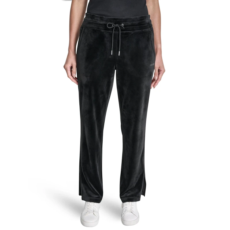 Image of DKNY Womens Sport Velour Open Hem Fleece Joggers Black female 8 (XS)