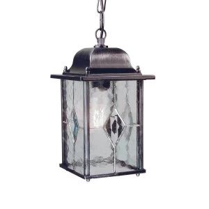 Image of 1 Light Outdoor Ceiling Chain Lantern Black Silver IP43, E27