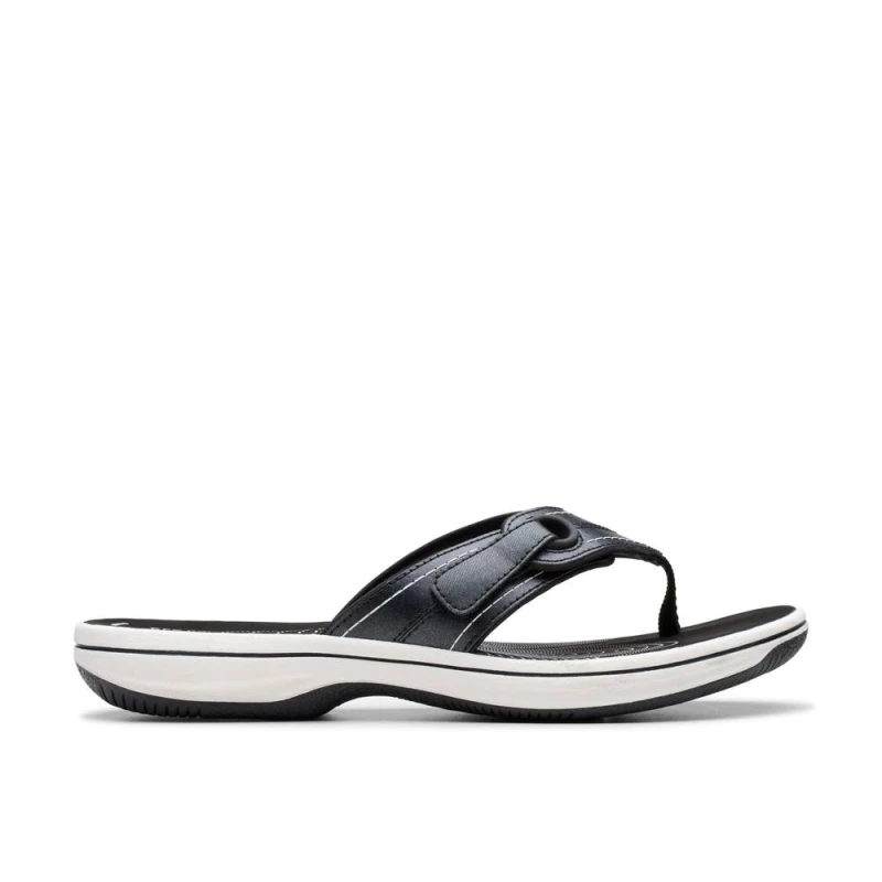 Image of Clarks Womens Brinkley Reyna Black Flat Sandals, Flip Flops Size: 3-Standard Fit Black Female 3-Standard Fit