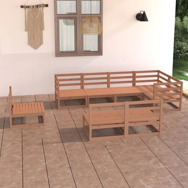 Image of VIDAXL 8 Piece Garden Lounge Set Honey Brown Solid Pinewood vidaXL 8720286467305