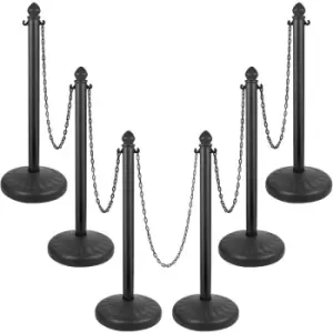 Image of VEVOR Plastic Stanchion, 6pcs Chain Stanchion, Outdoor Stanchion wi 6 x 39" Long Chains, PE Plastic Crowd Control Barrier for Warning Crowd