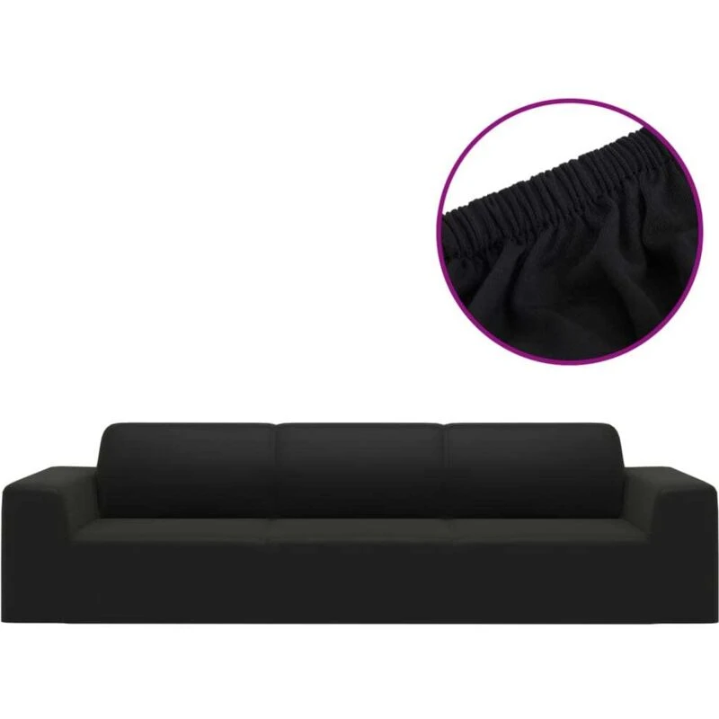 Image of VIDAXL 4-Seater Stretch Couch Slipcover Black Polyester Jersey Vidaxl 8720286491928