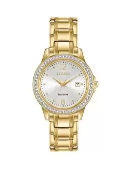 Image of Citizen Eco-Drive Ladies Silhouette Crystal Gold-Tone Watch, Gold, Women