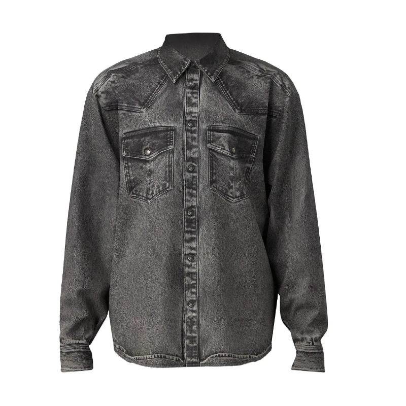 Image of Diesel S-Gils Pocket Denim Effect Shirt Black Grey male S