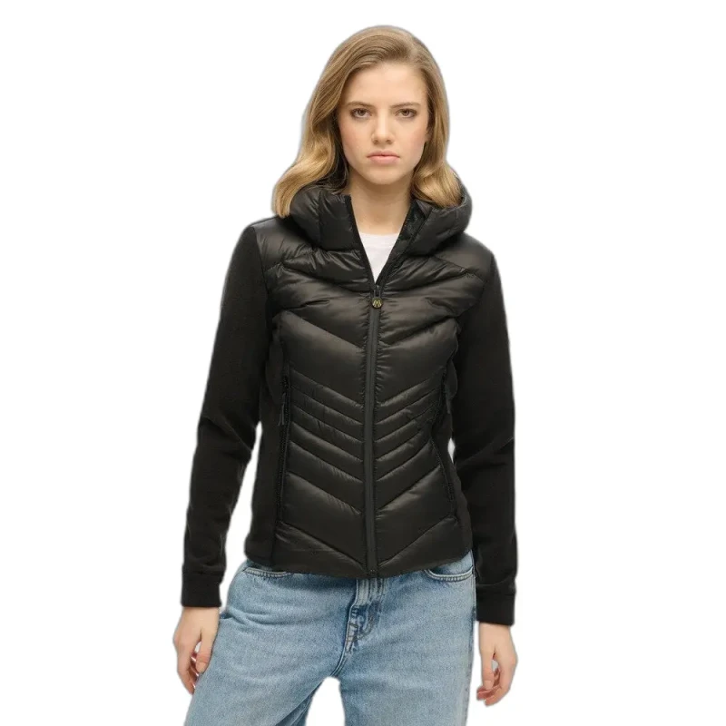 Image of Superdry HOODEED STORM FLEECE JACKET womens Jacket in Black