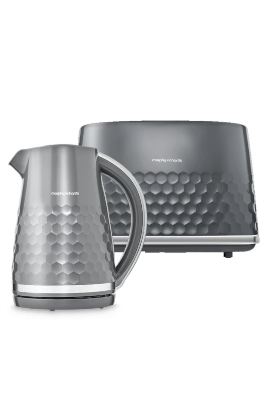 Image of Morphy Richards Hive Kettle and Toaster Set in Grey Grey One Size Unisex 5056765429995