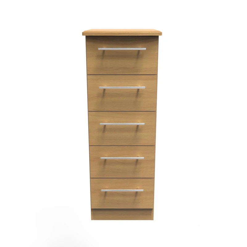 Image of Ready Assembled 2 U Carlton 5 Drawer Tallboy (Ready Assembled) in Natural Size: Medium Natural Unisex Medium