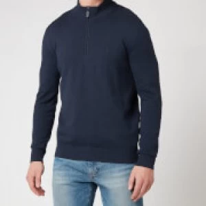 Image of Barbour Tartan Mens Avoch Half Zip Knit Jumper - Navy - M