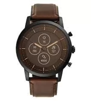 Image of Fossil Men Hybrid Smartwatch HR Collider Dark Brown Leather