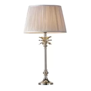 Image of Table Lamp Polished Nickel & Dusky Pink Silk 60W E27 Bedside Light e10372