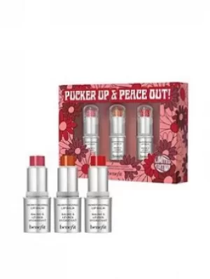Image of Benefit Pucker Up & Peace Out Moisturising Lip Balm Trio Set (Worth &pound;27.75), One Colour, Women