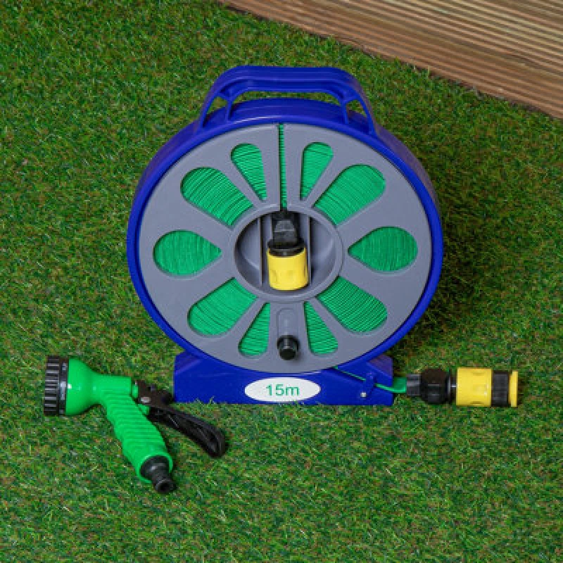 Image of Samuel Alexander 50ft (15M) Flat Garden Hose With Spray Nozzle